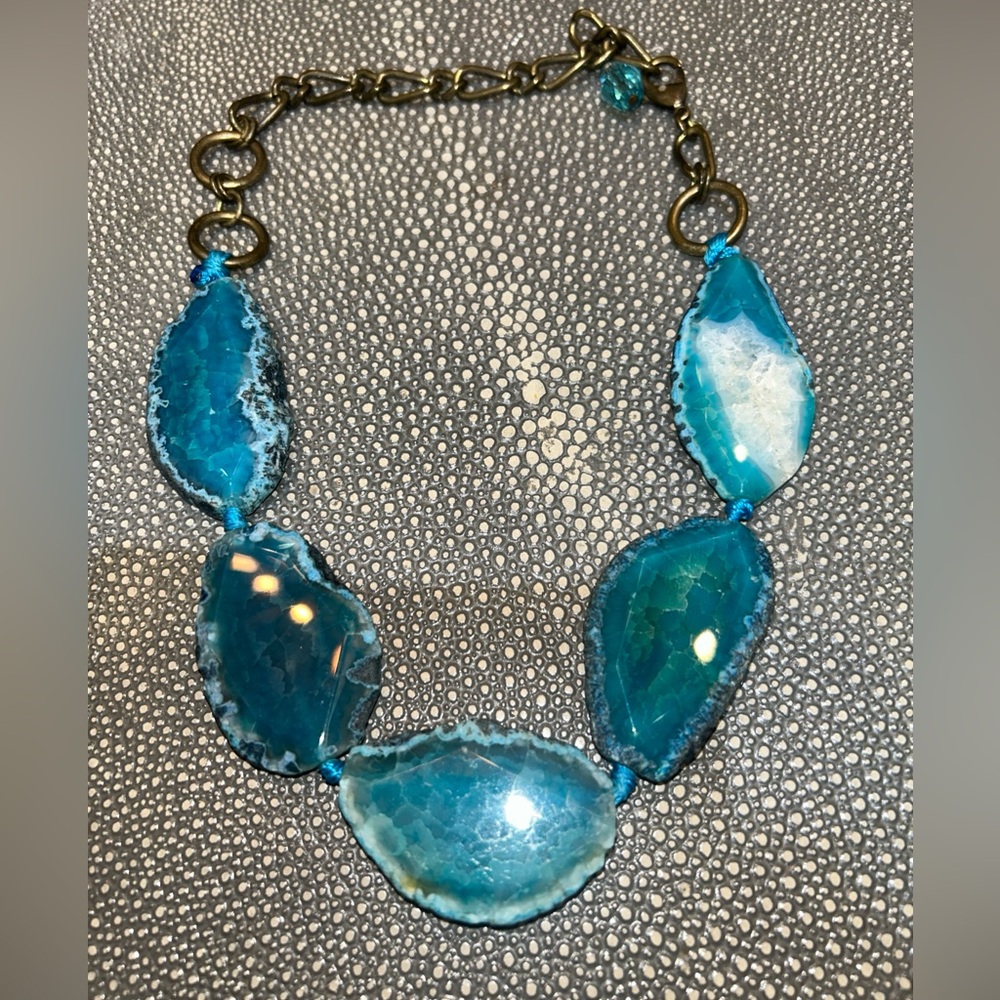 Turquoise Blue Agate Stone Necklace From Intermix